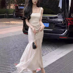 Beige Fishtail Sling Dress