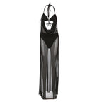 Sleeveless Sheath Dress With High Waist Long Skirt Black