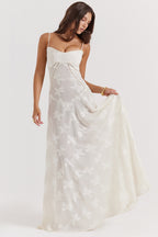 Sexy Flowers Slim Back Lace-up Long Dress