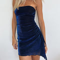Women's Backless Tube Top Mini Dress with Drawstring Design