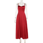 Satin Strap Dress With High Waist
