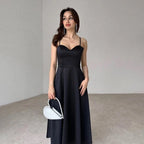 Satin Strap Dress With High Waist