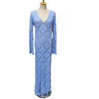 Seaside Geometric Maxi Dress With Bell Sleeves