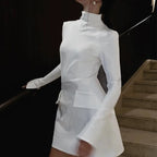 Women's Slim-fit Long-sleeved Pleated Hip-hugging Midi Dress