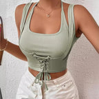 Sleeveless Tie-Up Top Ultra Short Length