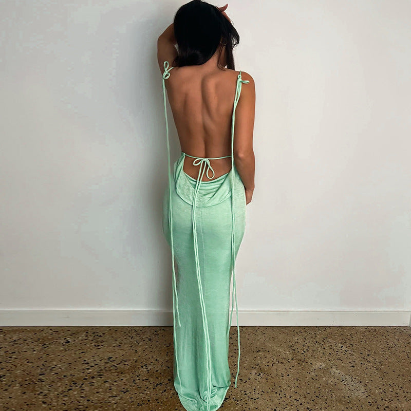 Green two piece Tube Top And Pleated Skirt Set