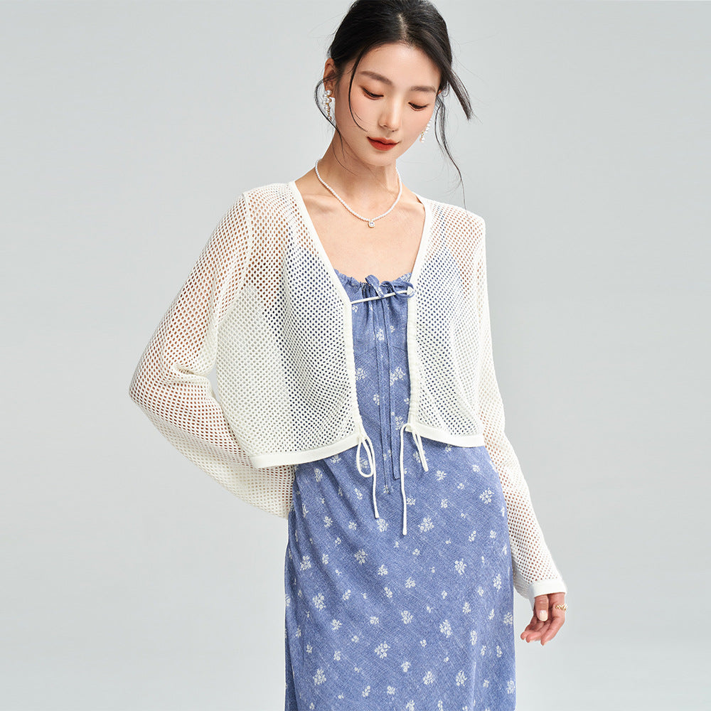 Spaghetti Strap Floral Print Dress In Gray And Blue With Long A Line