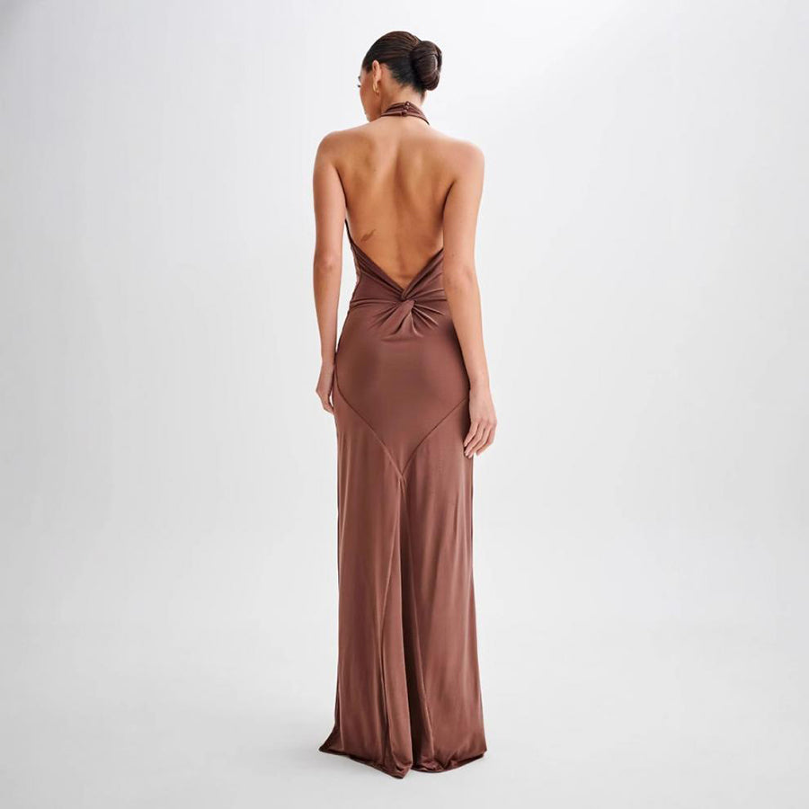 Bodycon Halter Sexy Backless Slim Fit Waist Maxi Dresses