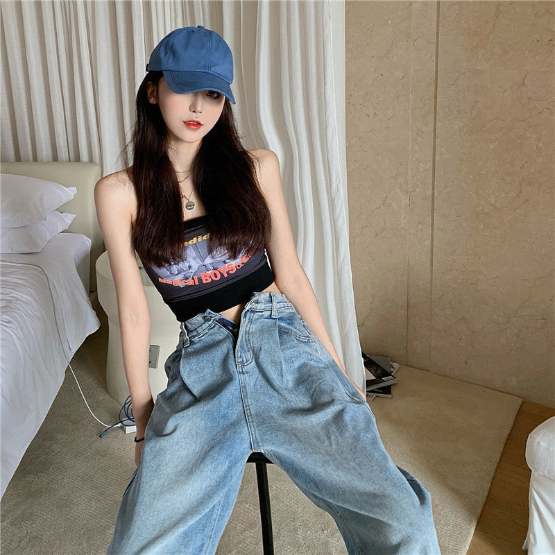 Cotton Tube Top Shirt For Women Simple Print